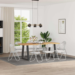 Cadeira dobrável 8 unid. couro sintético branco e cinza