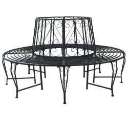 Banco de árvore ø 160 x 89 cm aço preto redondo