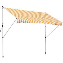 Toldo portátil 3x1,5m manual dobrável de alumínio altura regulável com manivela para terraço jardim amarelo e branco