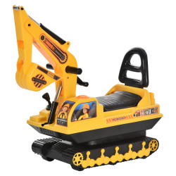 Escavadora sem pedais com braço móvil carro andador com assento de armazenamento pá dianteira e buzina 78x24x58,5 cm amarelo