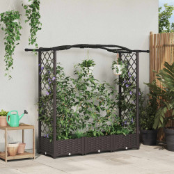 Cama elevada com treliça e telhado castanho 169 x 40 x 123 cm