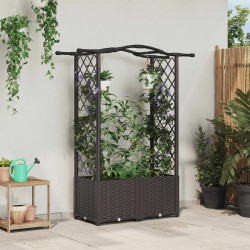 Cama elevada com treliça e telhado castanho 125 x 40 x 138 cm