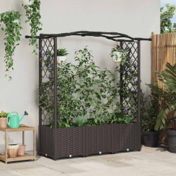 Cama elevada com treliça e telhado castanho 164 x 40 x 138 cm