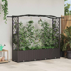 Cama elevada com treliça e telhado castanho 204 x 40 x 138 cm