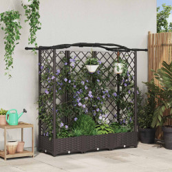 Cama elevada com treliça e telhado castanho 163 x 40 x 123 cm