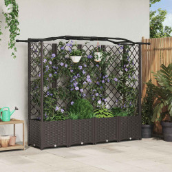 Cama elevada com treliça e telhado castanho 204 x 40 x 138 cm