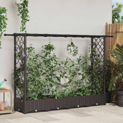 Cama elevada com treliça e telhado castanho 203 x 40 x 121 cm