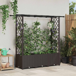 Cama elevada com treliça e telhado castanho 162,5 x 40 x 136 cm