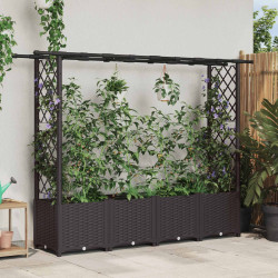 Cama elevada com treliça e telhado castanho 203 x 40 x 136 cm