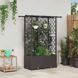 Cama elevada com treliça e telhado castanho 124 x 40 x 136 cm