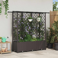 Cama elevada com treliça e telhado castanho 163,5 x 40 x 136 cm