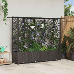 Cama elevada com treliça e telhado castanho 202 x 40 x 136 cm