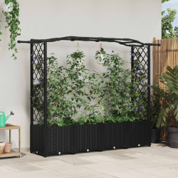 Cama elevada com treliça e telhado preto 204 x 40 x 138 cm PP