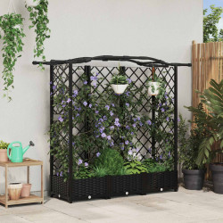 Cama elevada com treliça e telhado preto 163 x 40 x 123 cm PP