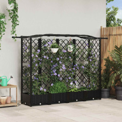 Cama elevada com treliça e telhado preto 203,5 x 40 x 123 cm PP