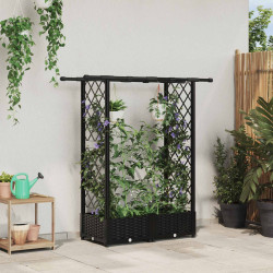 Cama elevada com treliça e telhado preto 122,5 x 40 x 121 cm PP