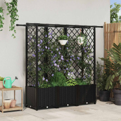 Cama elevada com treliça e telhado preto 163,5 x 40 x 136 cm PP