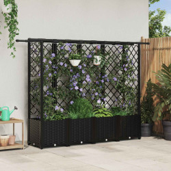 Cama elevada com treliça e telhado preto 202 x 40 x 136 cm PP