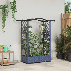 Cama elevada com treliça e telhado cinzento 124 x 40 x 123 cm