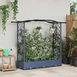 Cama elevada com treliça e telhado cinzento 169 x 40 x 123 cm