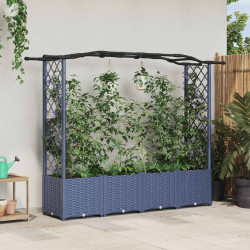 Cama elevada com treliça e telhado cinzento 204 x 40 x 138 cm
