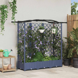 Cama elevada com treliça e telhado cinzento 163 x 40 x 123 cm