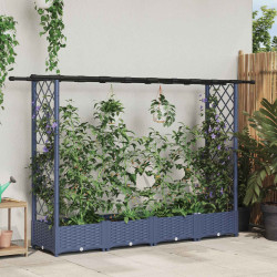 Cama elevada com treliça e telhado cinzento 203 x 40 x 121 cm