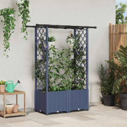 Cama elevada com treliça e telhado cinzento 124,5 x 40 x 136 cm