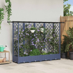 Cama elevada com treliça e telhado cinzento 202,5 x 40 x 121 cm