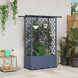 Cama elevada com treliça e telhado cinzento 124 x 40 x 136 cm