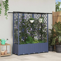 Cama elevada com treliça e telhado cinzento 163,5 x 40 x 136 cm