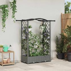 Cama elevada com treliça e telhado cinzento-claro PP