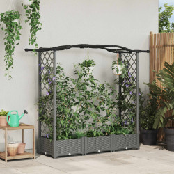 Cama elevada com treliça e telhado cinzento-claro PP