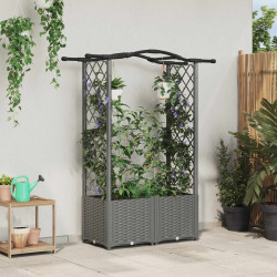 Cama elevada com treliça e telhado cinzento-claro PP