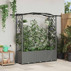 Cama elevada com treliça e telhado cinzento-claro PP