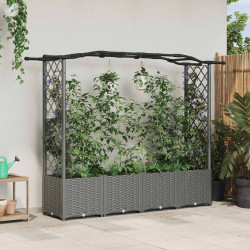Cama elevada com treliça e telhado cinzento-claro PP