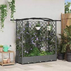 Cama elevada com treliça e telhado cinzento-claro PP