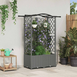 Cama elevada com treliça e telhado cinzento-claro PP