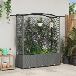 Cama elevada com treliça e telhado cinzento-claro PP