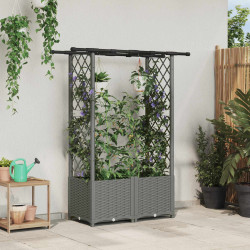 Cama elevada com treliça e telhado cinzento-claro PP