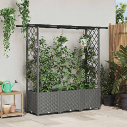 Cama elevada com treliça e telhado cinzento-claro PP