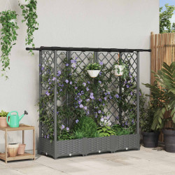 Cama elevada com treliça e telhado cinzento-claro PP