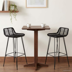 Banco de bar 2 pcs preto 44 x 46 x 91 cm rattan e aço