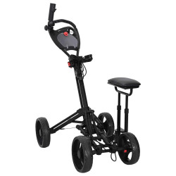 Carrinho de golfe com assento preto alumínio dobrável