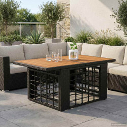 Mesa de jardim elevatória preto e natural 100 x 55 x 37 cm