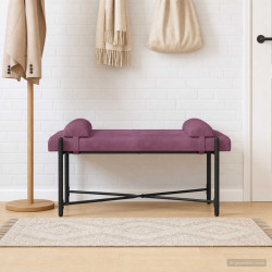 Banco com botões e travesseiros roxo 110 x 40 x 46 cm veludo