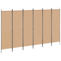 Divisória de quarto de 6 painéis bege 300 x 180 cm tecido