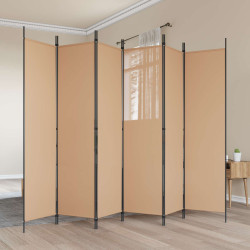Divisória de quarto de 6 painéis bege 300 x 200 cm tecido