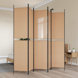 Divisor de ambiente de 5 painéis bege 250 x 220 cm tecido