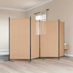 Divisória de quatro painéis bege 346 x 180 cm tecido